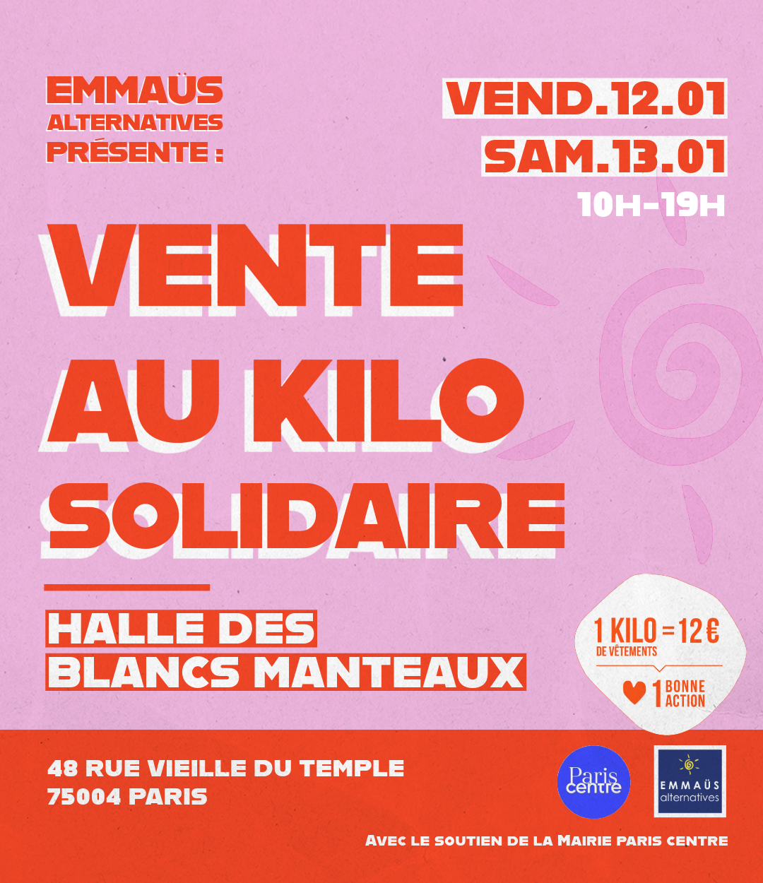 Vente au kilo solidaire à la Halle des Blancs Manteaux