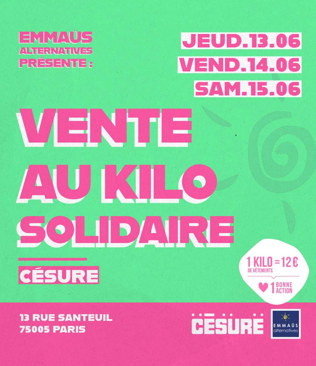 Vente au kilo solidaire à Césure