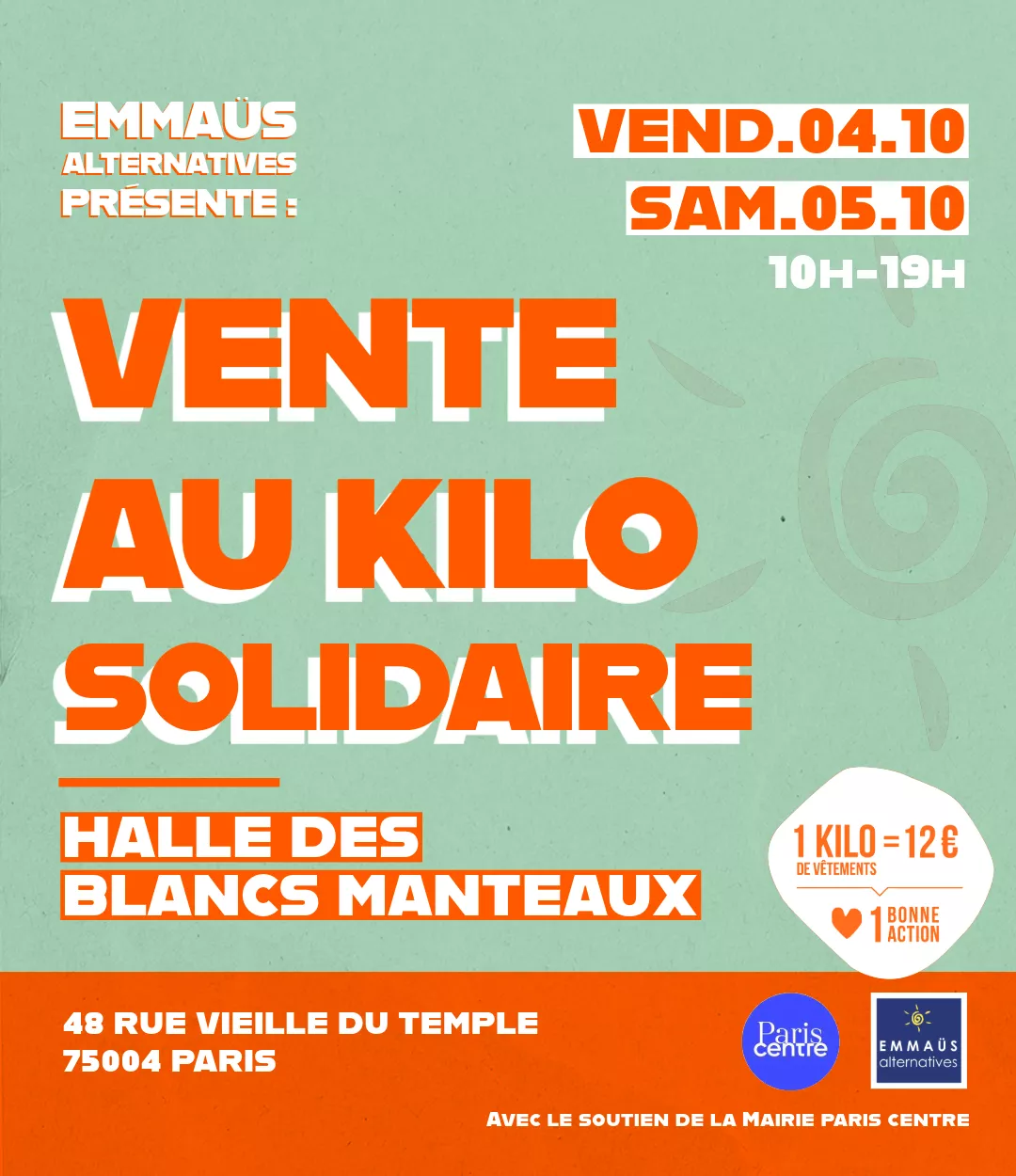 Vente au kilo solidaire à la Halle des Blancs Manteaux